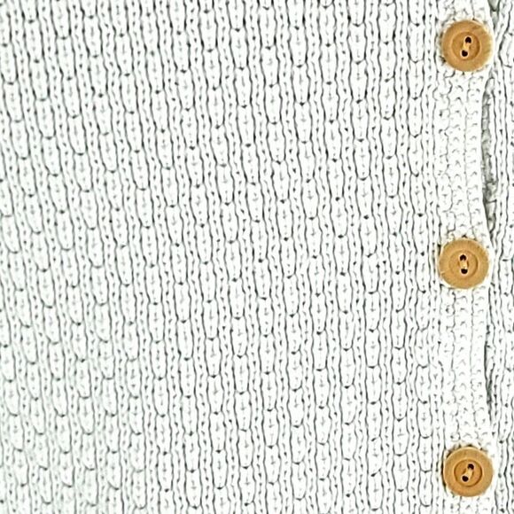 Damaged Stained Talbots Petite P White Cotton Cable Knit Sweater Button Front - Picture 2 of 9